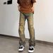 Men's Retro High Street Washed Distressed Ripped Jeans Cleanfit Loose Fit Straight Leg Trendy Casual Normcore_mkmklike.com