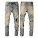 Men's Clothing European And American Street Fashion Graffiti Ripped Jeans Men's Slim Fit Paint Splashed Foot Cross Border Stretch Men's Pants 6556_mkmklike.com
