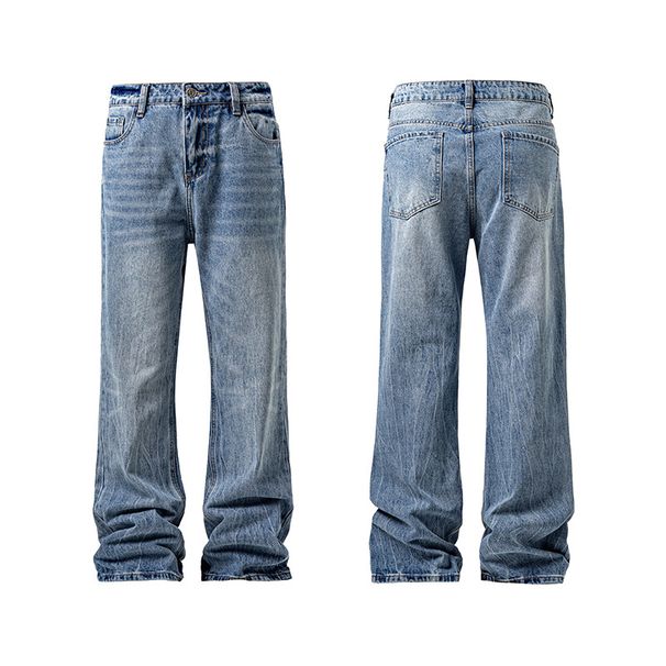 Men's Clothing Wash Bootcut Jeans - Vintage Blue Denim Pants With Cleanfit Style, Comfortable Mid-Rise & Stretch Fit For Casual Wear (M-5XL)_mkmklike.com