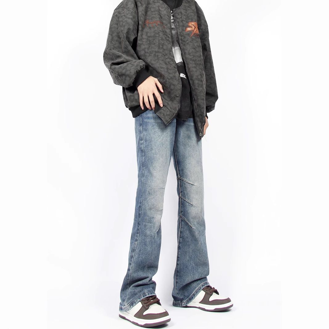 Men's Clothing High Street American Vibe Jeans - Relaxed Straight Fit, Flared Bootcut, Vintage Washed Denim Pants For Casual & Streetwear_mkmklike.com