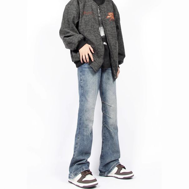 Men's Clothing High Street American Vibe Jeans - Relaxed Straight Fit, Flared Bootcut, Vintage Washed Denim Pants For Casual & Streetwear_mkmklike.com
