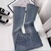 Women's High Waist Flared Jeans - Retro Blue & Black Stretch Denim Pants Summer Lightweight Comfortable Petite-Friendly Bootcut_mkmklike.com