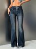Spring/Winter Slim Fit Flared Pants High Waisted Denim Trendy Versatile Slimming Dark Blue American Style_mkmklike.com