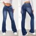 Women's High Waist Flare Jeans - Stretch Denim Bootcut Pants For Work & Casual, Slimming Washed Blue Trousers (S-XXL)_mkmklike.com