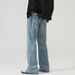 Vintage Ice Blue Denim Jeans for Men Slight Flare Stretch Comfort Fit Trendy Vibe Style_mkmklike.com