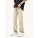 Nordmann European And American Mud Yellow Jeans For Men High Street Trend Hip Hop Retro Straight Slim Casual Pants_mkmklike.com