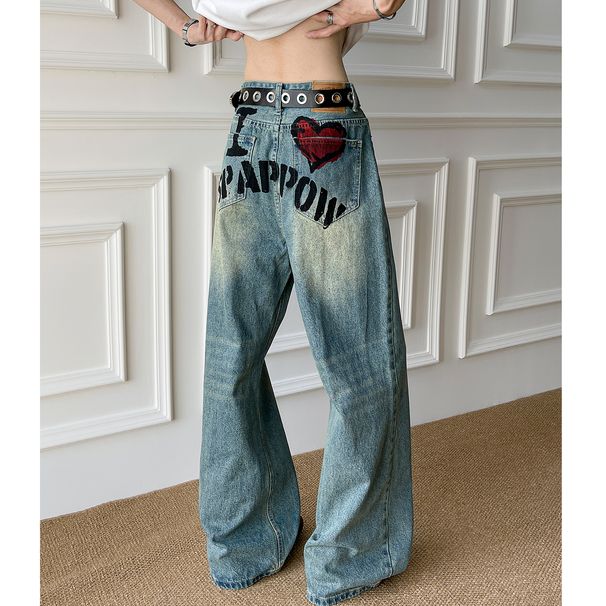 Men's Clothing Straight Casual Trendy Washed Sports Handsome High Street Loose Pants_mkmklike.com