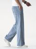 Relaxed Fit Casual Jeans For Men & Women - Comfortable Cotton Denim Pants With Washed Finish, Straight Leg & Multiple Pockets (Light Blue)_mkmklike.com