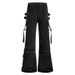 Vibe Style Niche Ribbon Denim Flared Men Heavy Washed Vintage Tie Design Workwear Long Pants Trendy_mkmklike.com