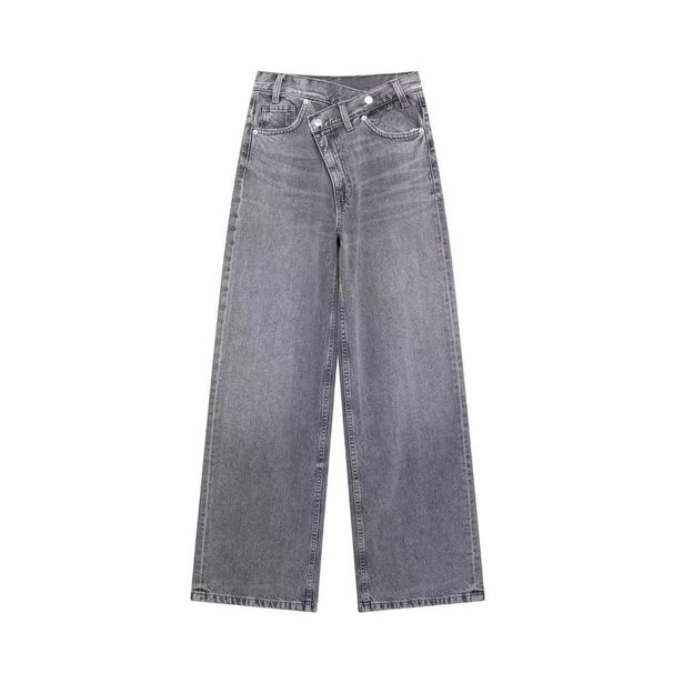 Black Women's High Quality Straight Leg Jeans mid Waist Slimming Floor Length Wide Leg Pants for Autumn Winter_mkmklike.com