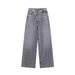 Black Women's High Quality Straight Leg Jeans mid Waist Slimming Floor Length Wide Leg Pants for Autumn Winter_mkmklike.com