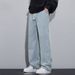 Men's American Heavyweight Washed Denim Jeans High Street Style Summer Straight Leg Slimming Wide Leg Trousers Black Gray Blue_mkmklike.com