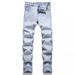 Men's Clothing Classic Simple Fried Snowflake Stretch Skinny Jeans Slim Fit Stretch Jeans With Snow Wash - Classic & Versatile For Everyday Wear_mkmklike.com