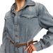 Women's Light Blue Denim Jumpsuit – Slim Fit Overalls With Long Sleeves | Vintage Washed Romper For Casual & Streetwear_mkmklike.com