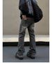 Men's Versatile Washed Black Jeans Straight Leg Slim Fit Stretchy Slightly Flared Mid Waist American High Street Style Casual_mkmklike.com