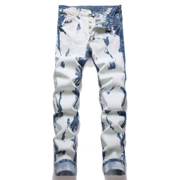 Men's Blue High Street Heavy Duty Distressed Stretch Skinny Jeans_mkmklike.com