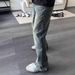 Spring 2026 Washed Flared Jeans Unisex Retro Style Midweight Cotton Long Leg Non-Stretch Machine Washable Black Blue Jeans_mkmklike.com