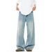 Vintage Washed Light Blue Denim Jeans – Relaxed Straight-Leg High Street Pants For Men (S-XXXL, Distressed Finish, Unisex Streetwear Staple)_mkmklike.com