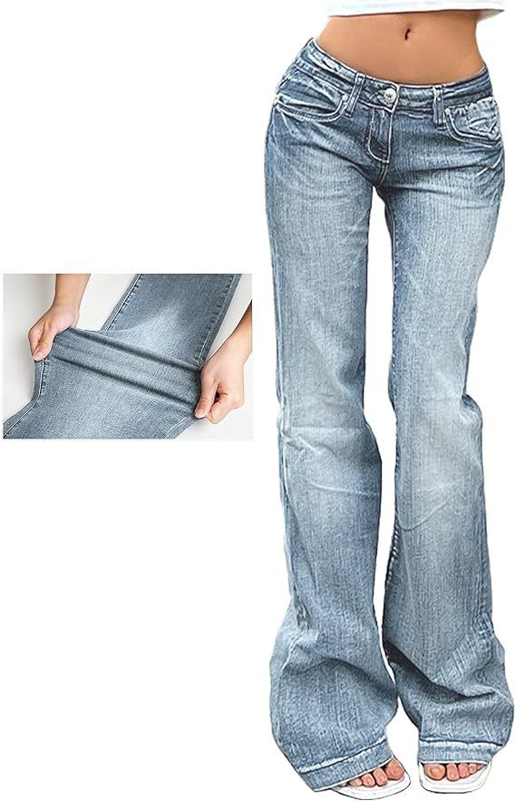 Women’s Clothing Retro Hot Girl Bell Bottom Pants Slim Fit Stretch Jeans Women's Trousers_mkmklike.com