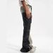 Men's Clothing Machete Shaped Wasteland Style Yellow Mud Dyed Slightly Flared Drape Washed Wide Leg Slim Straight Denim Trousers_mkmklike.com