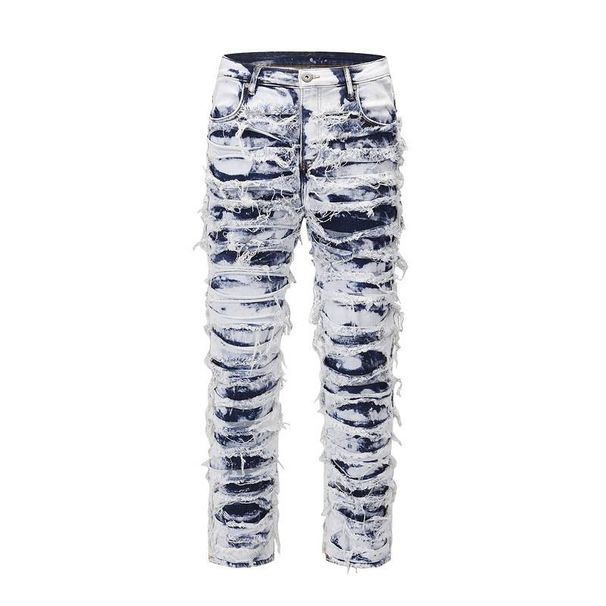 Vintage Camo Patchwork Distressed Embroidered Ripped Jeans For Men & Women - Loose Fit Streetwear Denim Pants_mkmklike.com