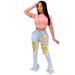 Women's Clothing Washed Distressed Fringe Jeans Flared Pants Slim Fit Casual Long Denim Handmade_mkmklike.com