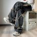 West Coast Oversize Pants Men's American High Street Rough Jeans Loose Straight Wide Leg Overalls Tide_mkmklike.com