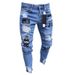 New European And American Men's Hip-hop Slim-fit Ripped Skinny WISH Badge Plus-size Jeans New Women's Style_mkmklike.com