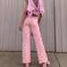 Women's Clothing Pink Heart Patterned Wide Leg Jeans Slim Fit European American Style_mkmklike.com