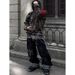 Men's Camouflage Patchwork Ripped Jeans Loose Straight Leg Slightly Flared Floor Length Trousers Autumn Street Style_mkmklike.com