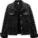 Women's Embroidered Rhinestone Denim Jacket – Slim Fit Bling Coat, Trendy Fall Fashion, Comfortable Stretch Cotton, Plus Size Available (S-5XL)_mkmklike.com