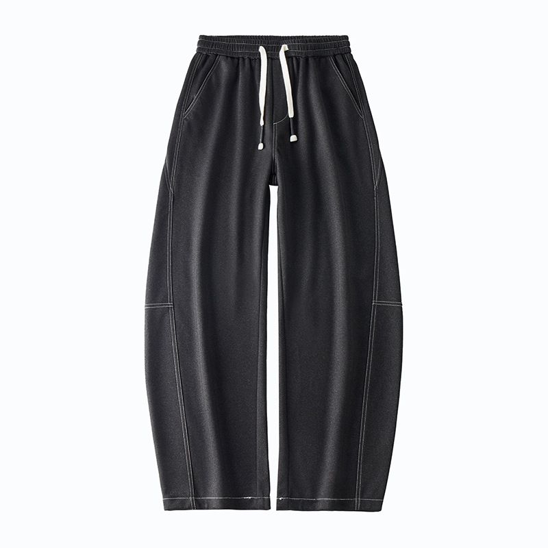 Versatile Splicing Curved Knife Casual Pants For Men In Autumn, Loose And Wide Legs, Long Pants With A Sense Of Drape_mkmklike.com