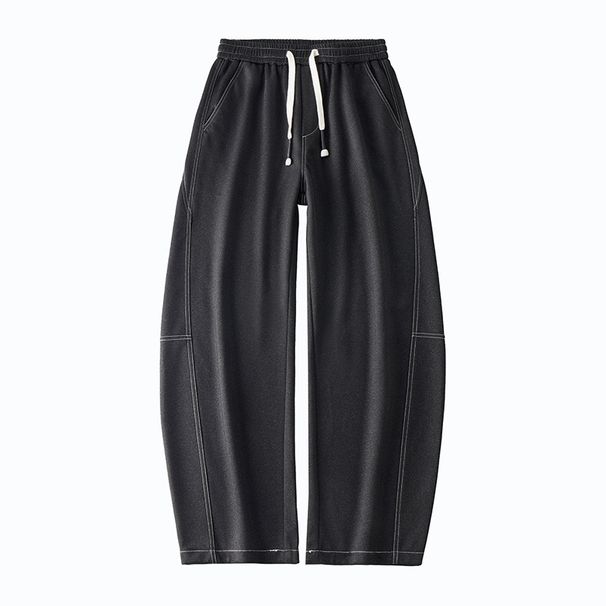 Versatile Splicing Curved Knife Casual Pants For Men In Autumn, Loose And Wide Legs, Long Pants With A Sense Of Drape_mkmklike.com