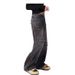 American Style Vintage Ripped Ink Splashed Jeans For Men, Straight Slightly Flared Double Waistband Design, Wide Leg_mkmklike.com