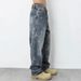 Men's Relaxed Fit Star Print Jeans – Vintage Washed Straight Leg Denim Pants (Size 28-38, Blue)_mkmklike.com