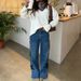 Women's Casual Straight Leg Jeans Five-Pointed Star Design Fashion Denim 2026 European And American Style Loose Fit_mkmklike.com