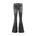 Vintage American Flare Jeans For Women - High Waisted Stretchy Denim Pants With Distressed Wash, Retro Streetwear Style_mkmklike.com