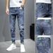 Spring Nine-point Jeans Men's Trendy Brand New Spring And Autumn Boys Ruffian Handsome Trend Slim-fitting Small Feet Long Pants_mkmklike.com