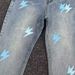 Men's Clothing Pure Replica Blue Flared Jeans Lightning Embroidered High Street Style Slim Fit Straight Leg Trousers_mkmklike.com