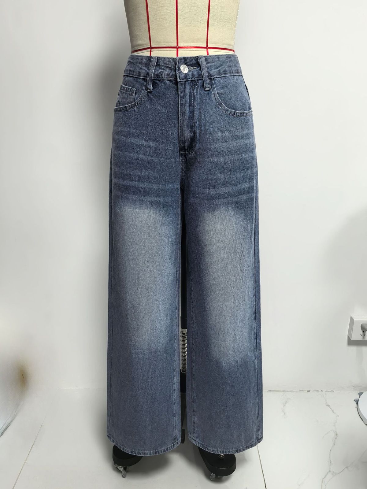 K New Retro Love Back Bag Wide Leg Jeans Fashionable Loose Hot Girl Jeans Women_mkmklike.com