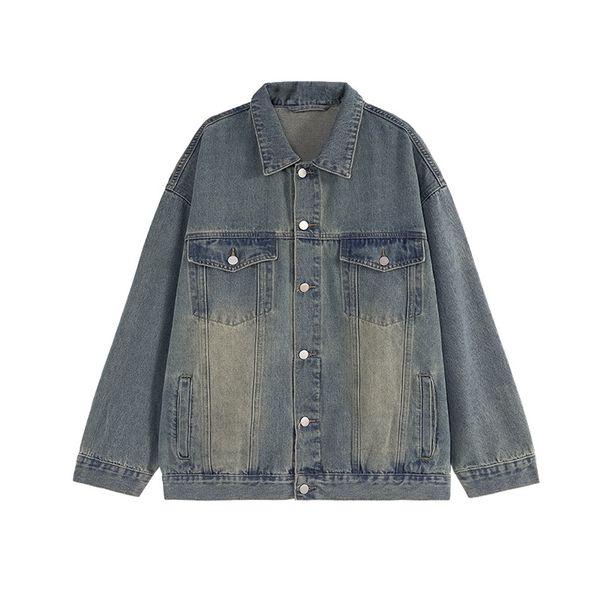 Northfold Jie Zhan Men's Clothing|American Retro Washed Denim Jacket 2025 Spring Autumn Coat American Street Style Distressed Top_mkmklike.com