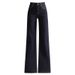 Clair Clair 5271 Denim Blue Flocked Wide-Leg 2025 Autumn Winter Egant Commuter Straight-Leg Jeans For Women Korean Sty_mkmklike.com