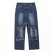 European And American New Denim Jeans Men, Loose Fit For Young Studen, Spliced Korean Personalized Multifunctional_mkmklike.com