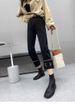 Women's Clothing new large size trousers chain letter straight pants high waist slim all match jeans _mkmklike.com
