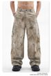 Men's Distressed Wide Leg Pants High Street Trendy Retro Casual Curved Denim Texture Loose Fit Mud Yellow_mkmklike.com