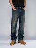 Men's High Street Wide Leg Distressed Jeans - Relaxed Fit Straight Denim Pants For Casual Wear_mkmklike.com