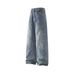 Men's Loose Fit Straight Leg Jeans – Vintage Washed Denim Pants With Slight Flare_mkmklike.com