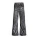 Heavy Industry Wasteland Spray Paint Dirty Jeans Men's High Street Vibe Style Hippie Trend Flared Pants Distressed_mkmklike.com