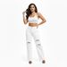Women's Distressed Straight Leg Jeans - Washed White, Relaxed Fit, Double Knee Rips, Urban & Office Ready_mkmklike.com