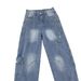 American Splicing Design Sense Casual Jeans Men's Spring And Autumn New Loose And Thin Versatile Straight Wide-leg Trousers_mkmklike.com